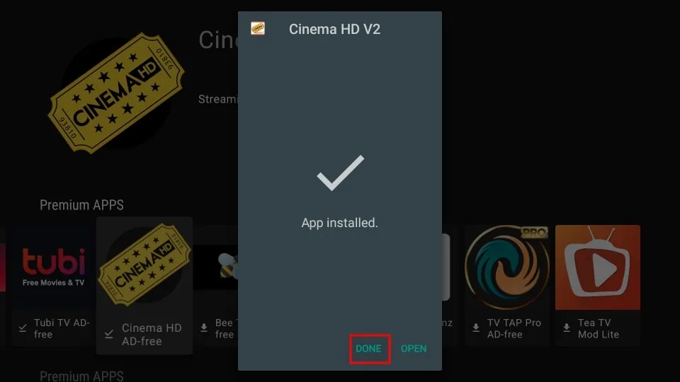 cinema hd v2 installed