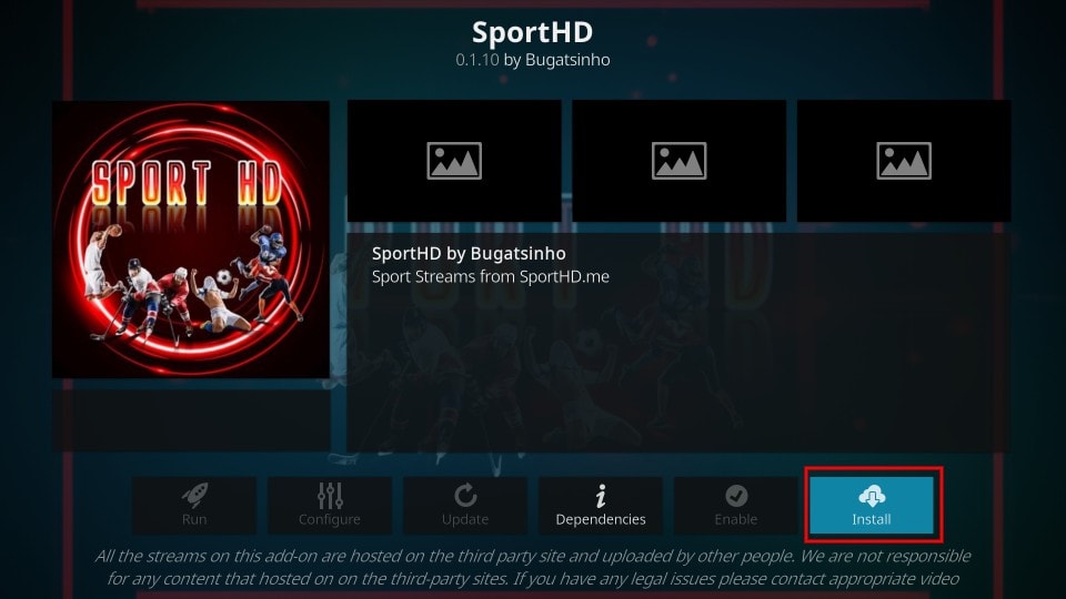 Install sportHD addon