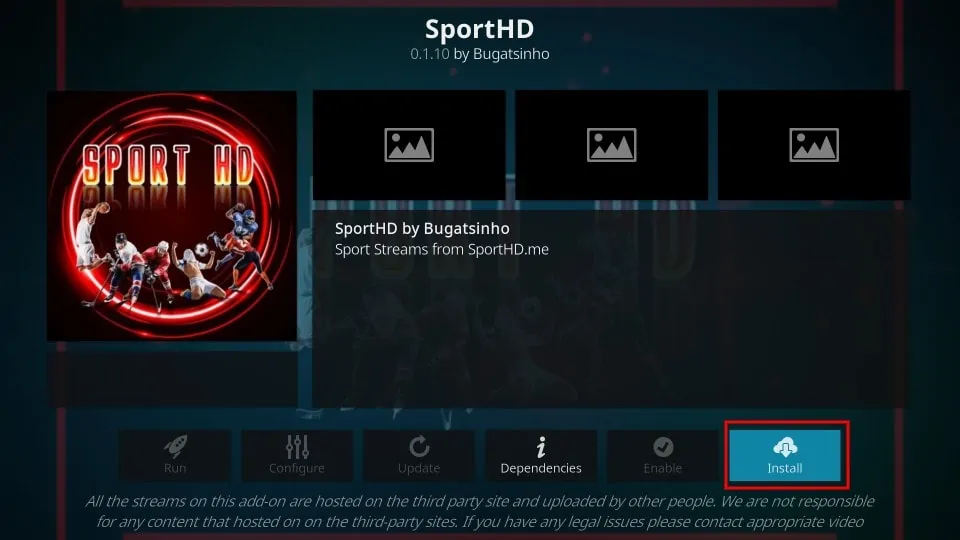 Install sportHD addon