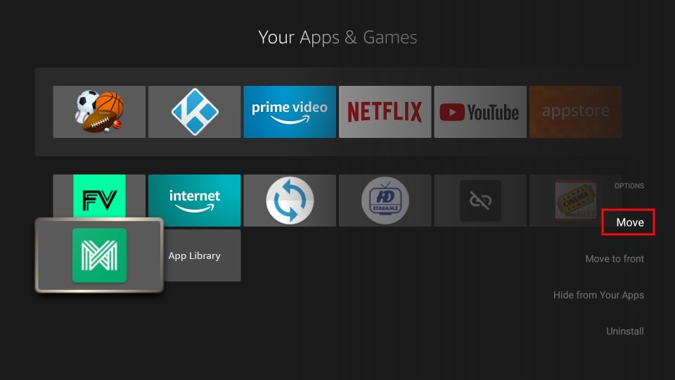 Move applinked on firestick screen 