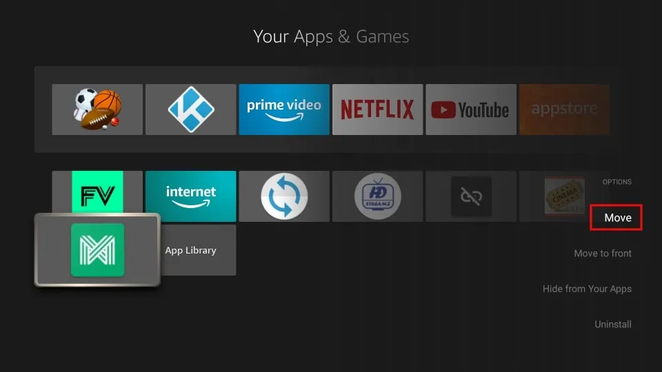 Move applinked on firestick screen 