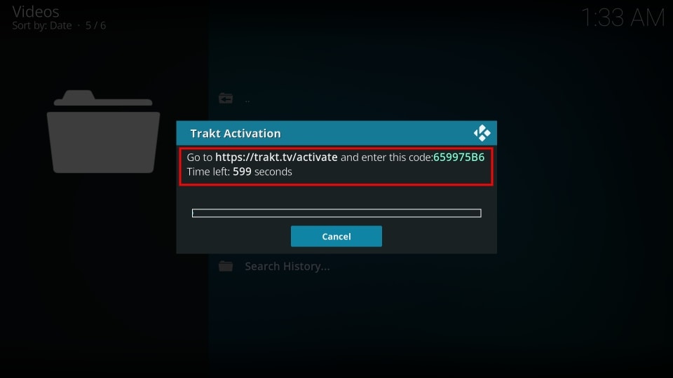 Trakt Activation code