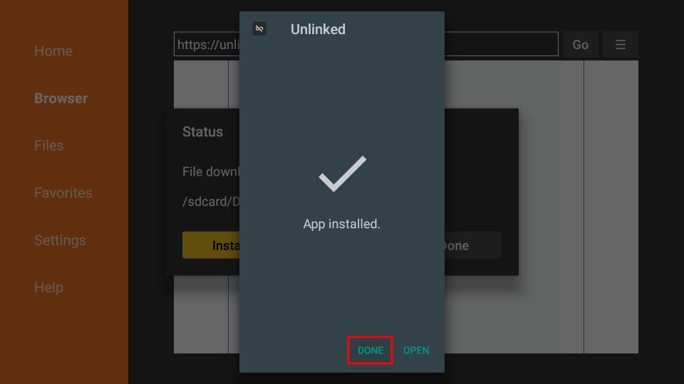 unlinked app installed