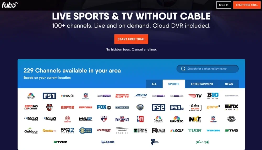 nfl streaming with fubotv