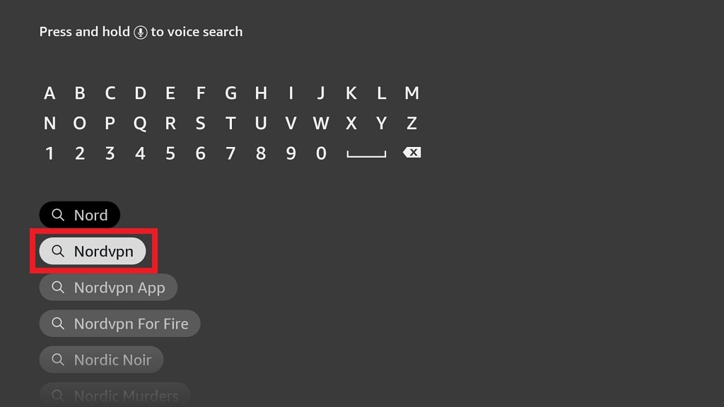 search nordvpn on firestick
