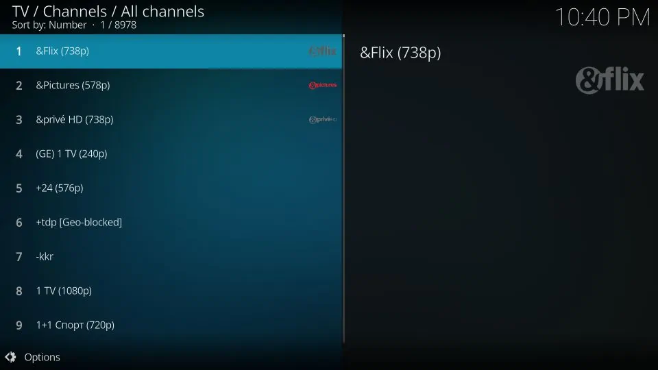 all channels list