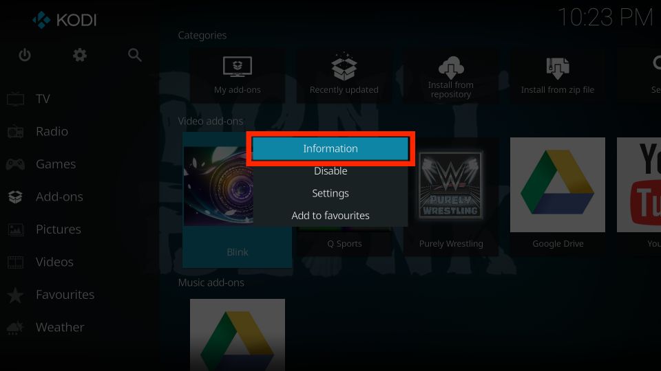 information tab