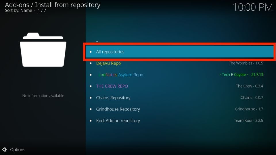 select the all repositories option