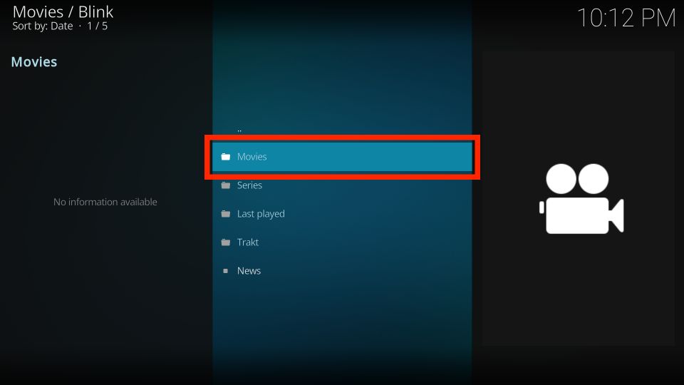 movies folder on blink addon
