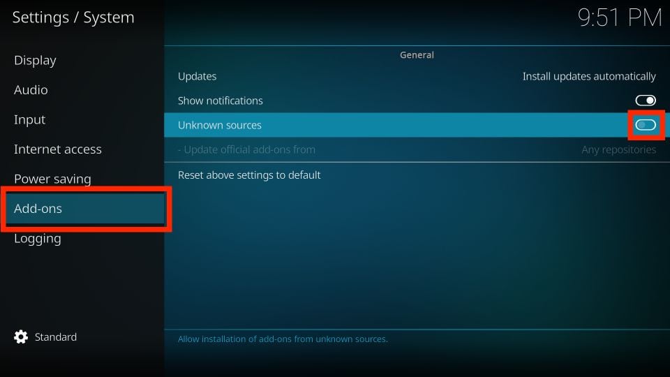 Kodi Unknown sources