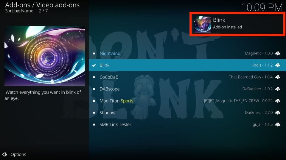 blink addon installed