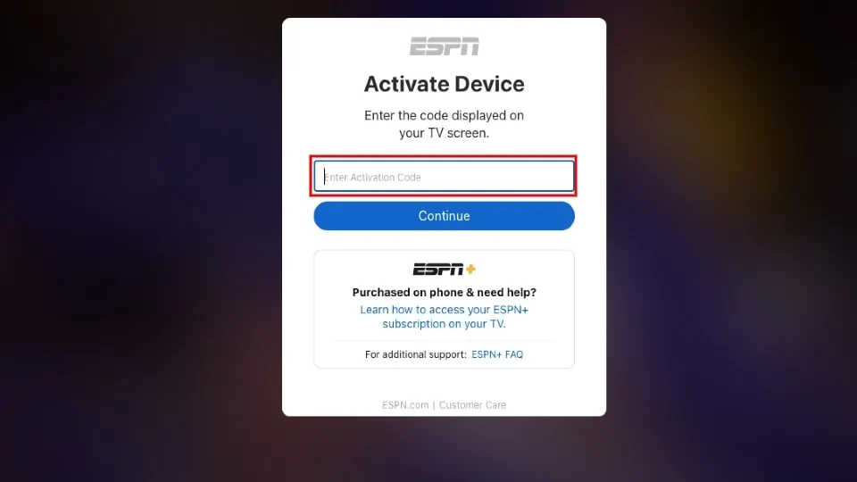activate device for espn plus app