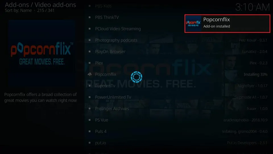 popcornflix kodi