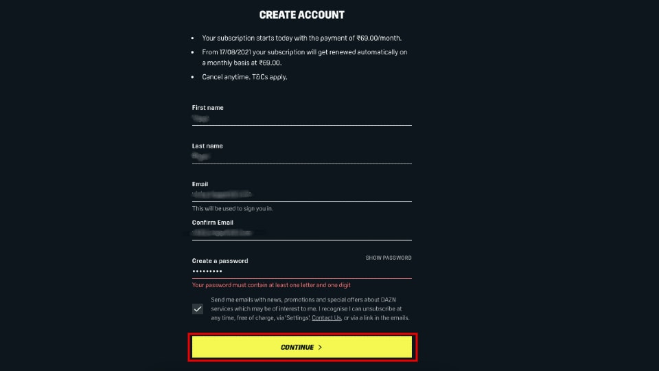 Create Account