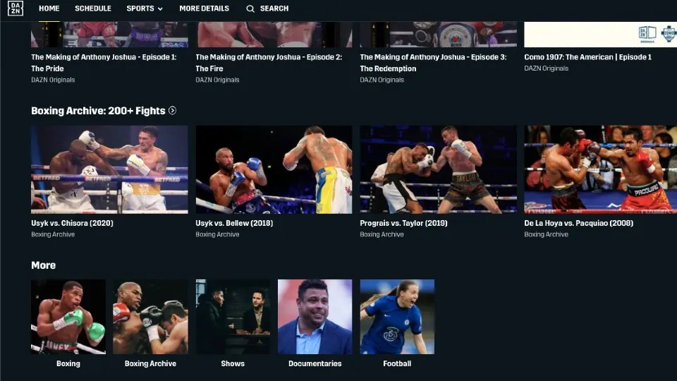 DAZN content Category