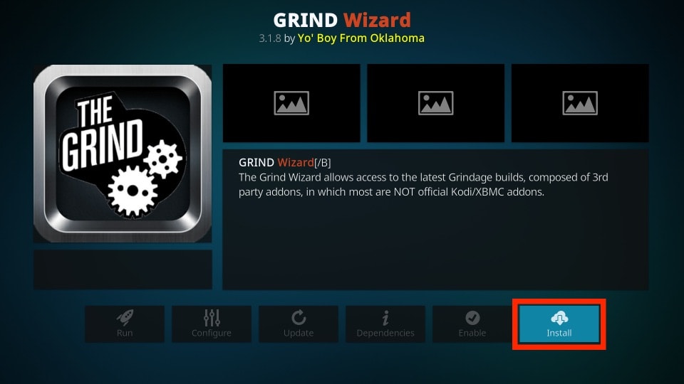 steps to install the grind kodi build wizard