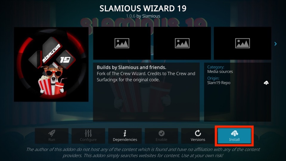 how to install slamious kodi build