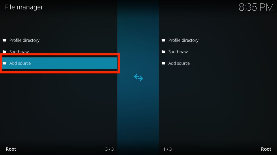 select add source option