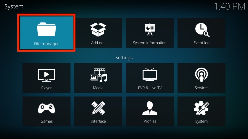 file manager settings for kodi