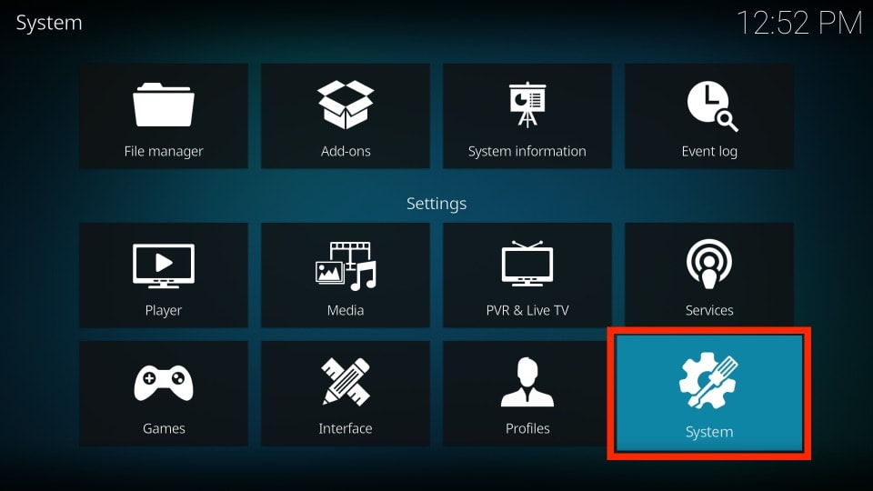 Kodi System settings