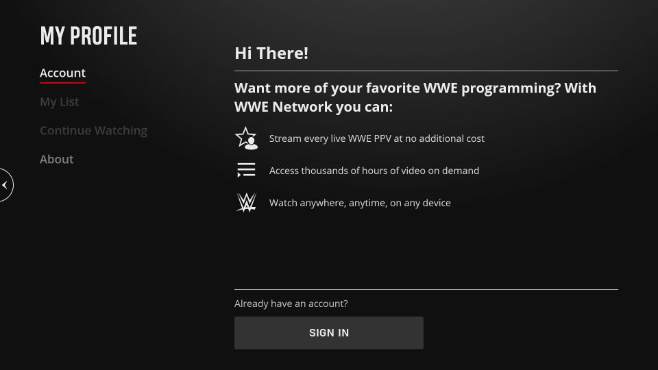 account on wwe