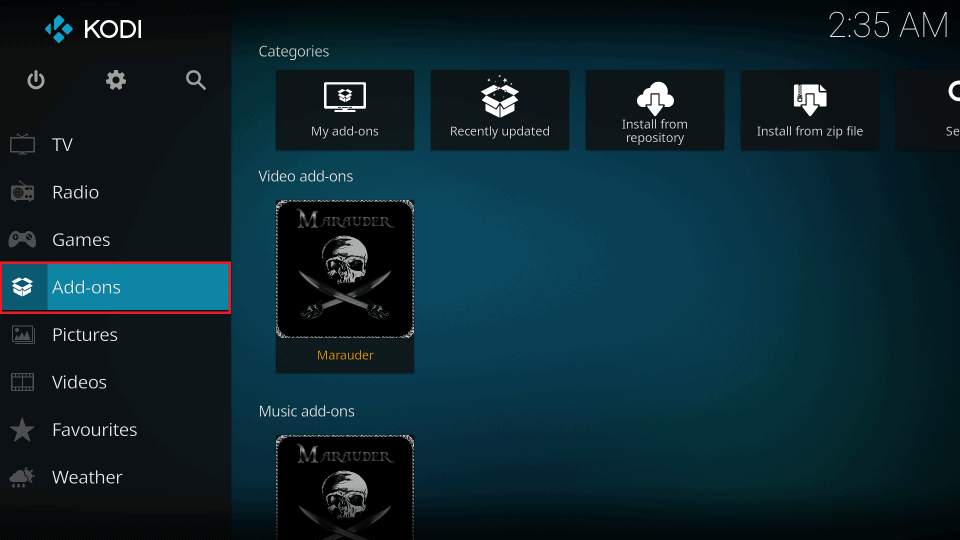 how to use Marauder Kodi Addon