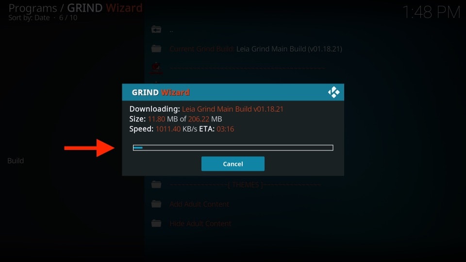 grind kodi build installed