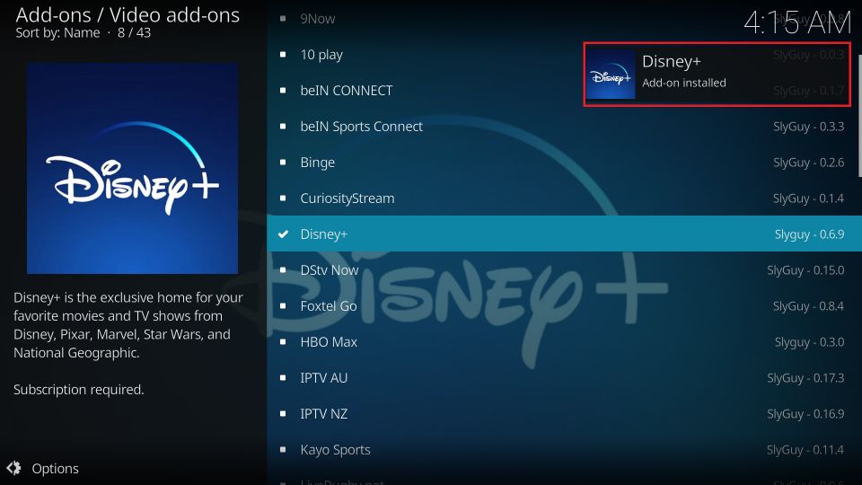 disney channel on kodi