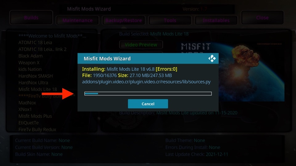 misfit mods lite build on kodi