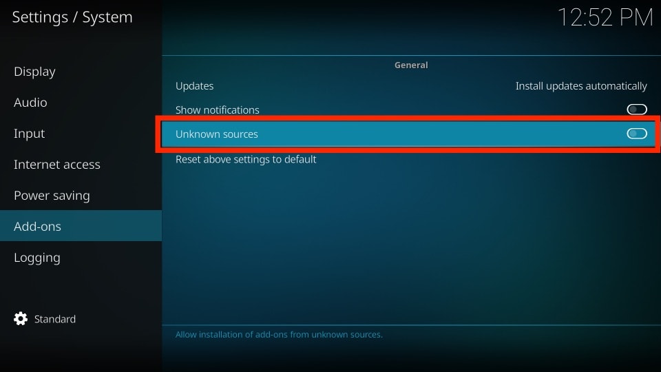 enable kodi unknown sources 