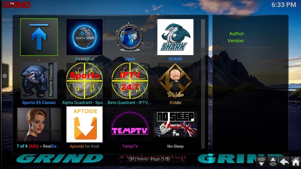 setting up the grind kodi build addons