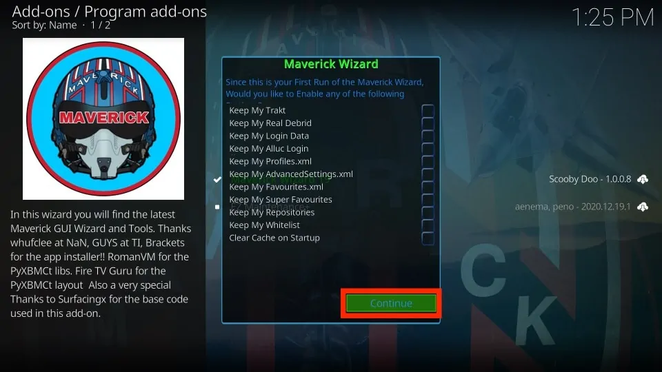 install maverick on kodi