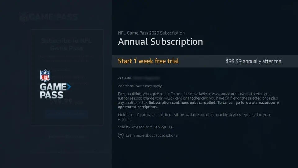 nfl game pass free trial on firestick