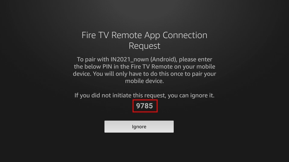 fire tv remote app connection request