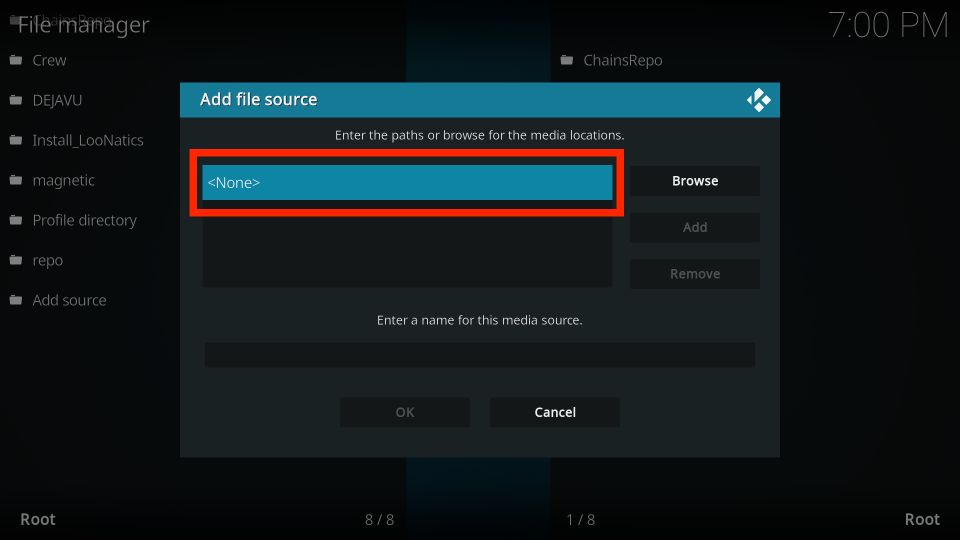 click on the <none> box