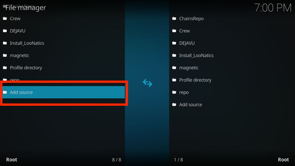 click on add source