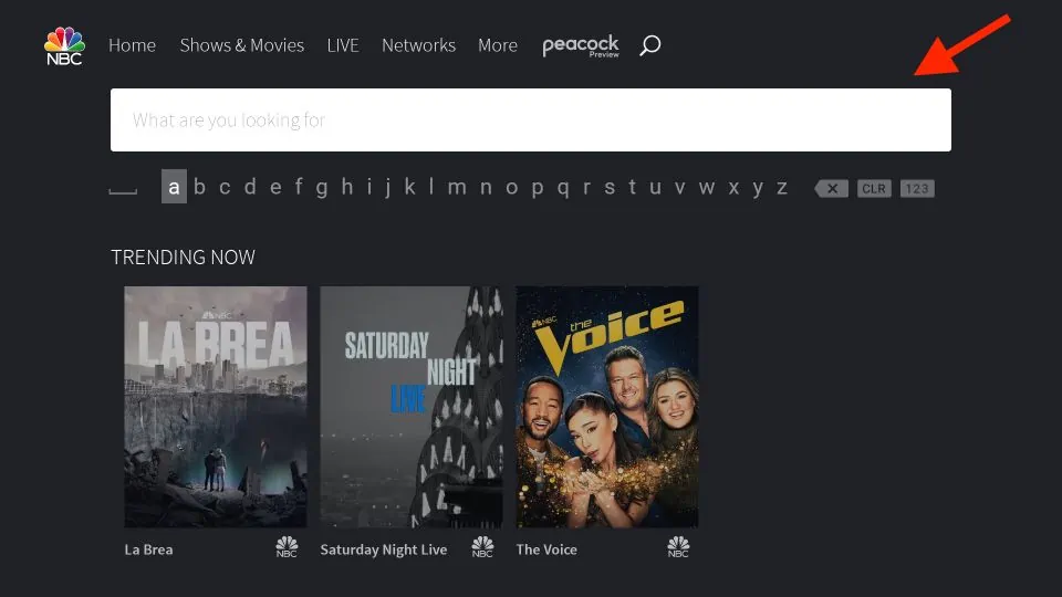 nbc search tab on firestick