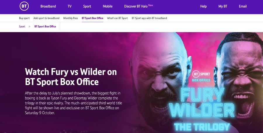 how to watch deontay wilder vs fury in the uk