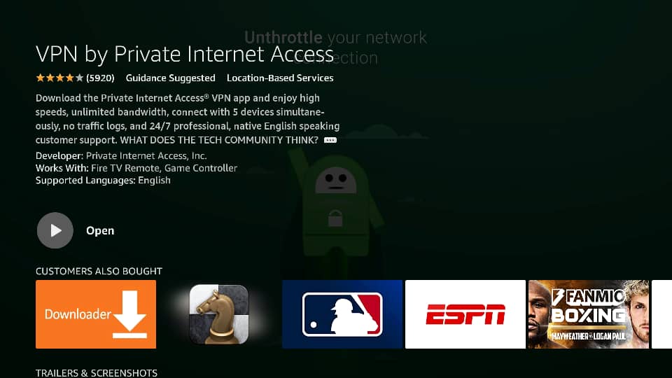 how to install and set up Private Internet Access vpn on firestick