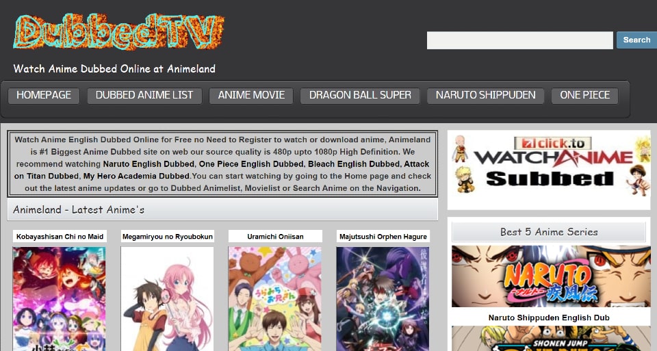 Watch Anime Dub Cartoon List