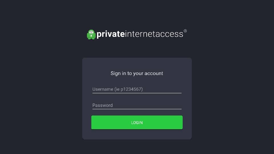 login information pia vpn