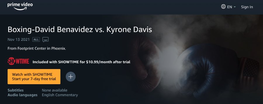 live stream David Benavidez vs Kyrone Davis on prime video