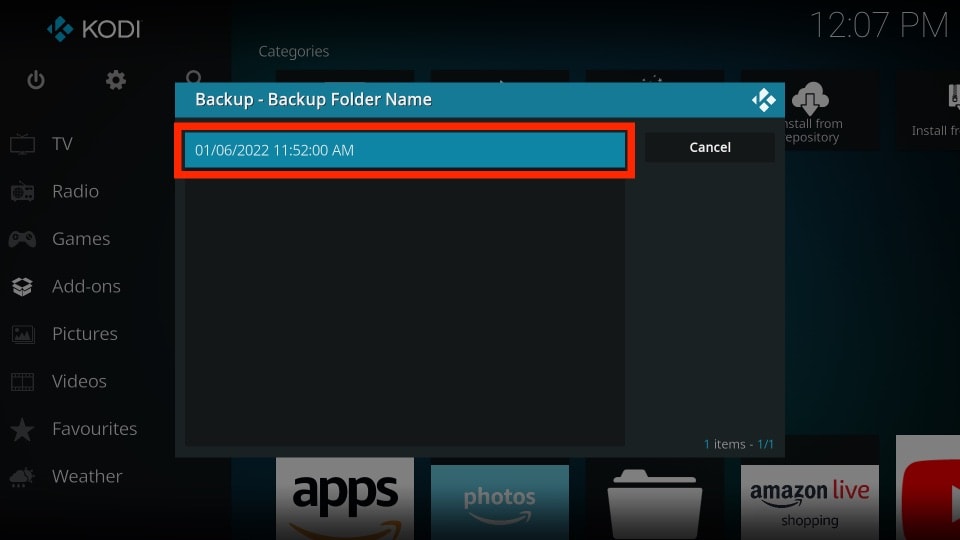 restore kodi backup