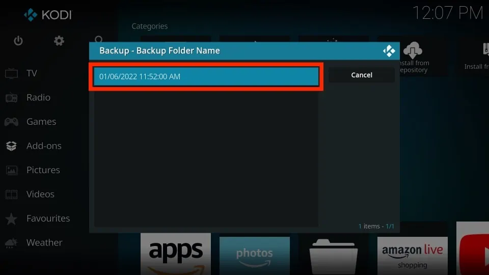 restore kodi backup