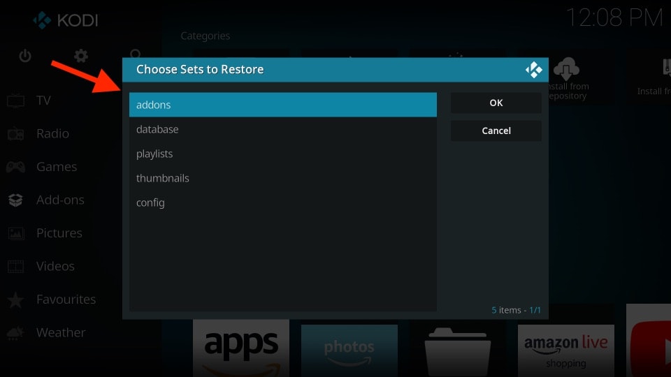 how to reset kodi on firestick