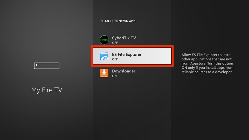 es file explorer install unknown apps