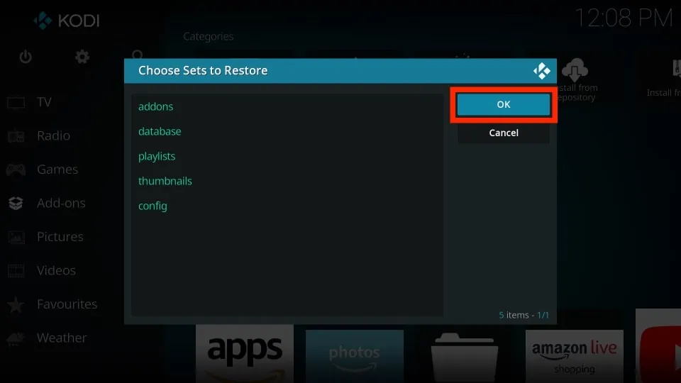 reset kodi on firestick