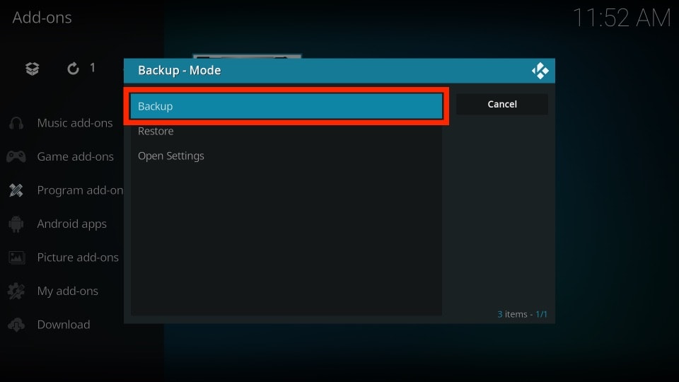 kodi backup