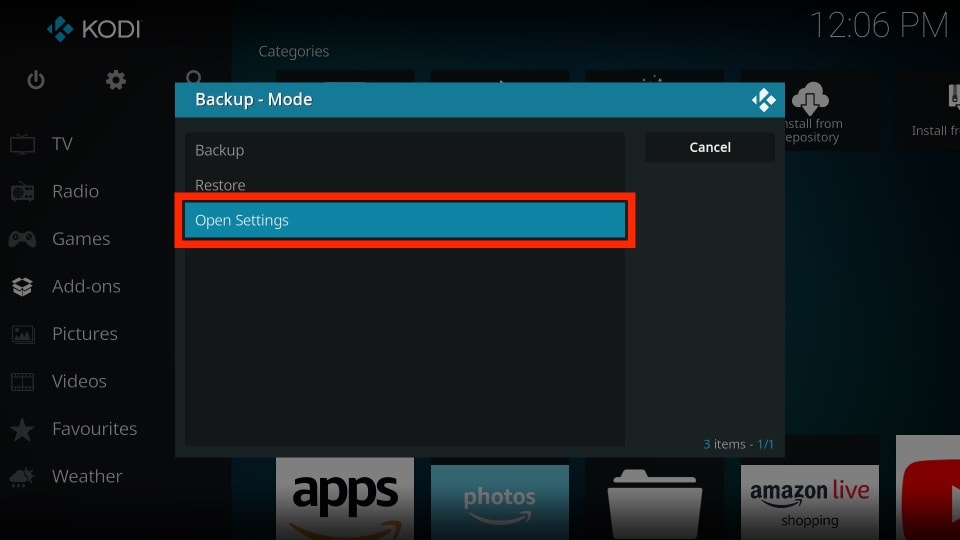 how to restore kodi data backup after resetting