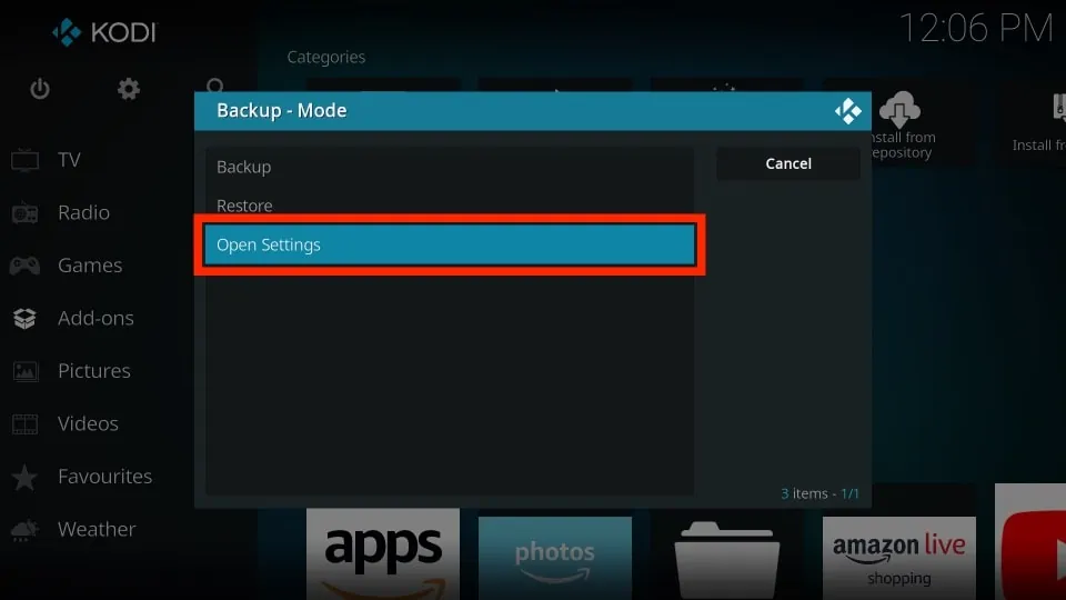 how to restore kodi data backup after resetting